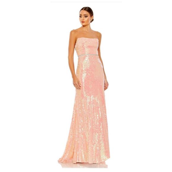 Ieena for Mac Duggal SEQUINED STRAPLESS RHINESTONE BELT GOWN NWT Size 2 - Picture 1 of 11